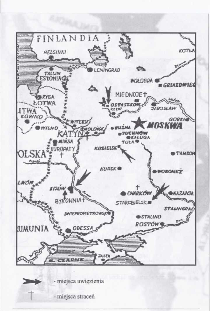 Mapa miejsc uwięzienia i straceń - Katyń
